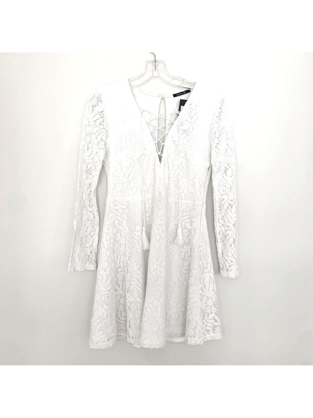 LUC-CE White Lace Skater Dress